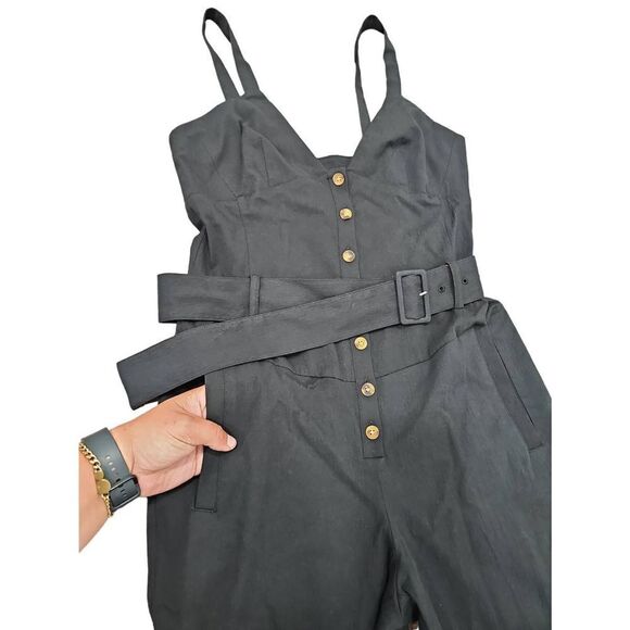 Reiss Sola Button Through Jumpsuit in black Sz 4 - Picture 4 of 8